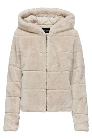 Onlnewchrıs Fur Hooded Kadın Ceket - 15304759 Gri / Ay Işığı - Only