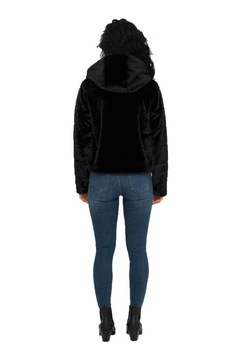 Onlnewchrıs Fur Hooded Kadın Ceket - 15304759 Siyah