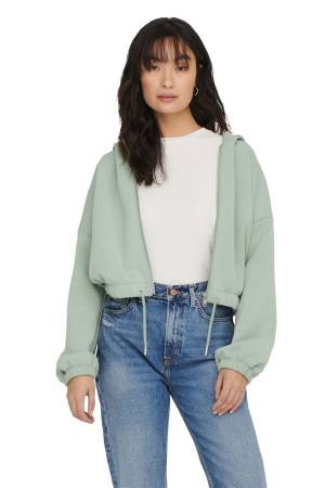 Onlscarlett L/S Zip Hood Swt Noos Kadın Fermuarlı SweatShirt - 15210679 Ekru - Only