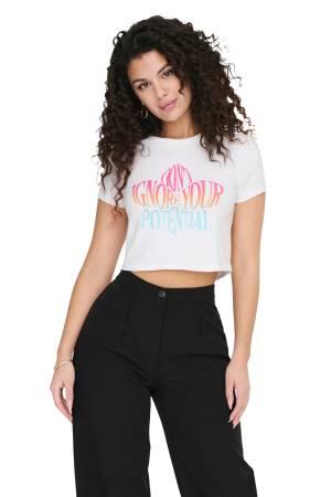 Onlsonya S/S Do It Kadın T-Shirt - 15290558 Beyaz - Only