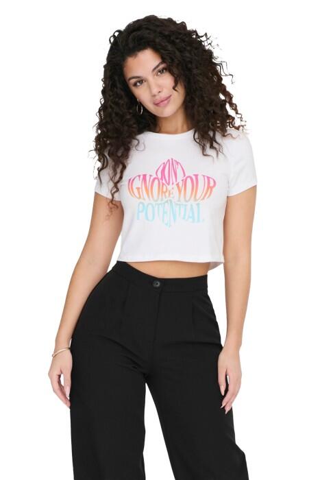 Only - Onlsonya S/S Do It Kadın T-Shirt - 15290558 Beyaz