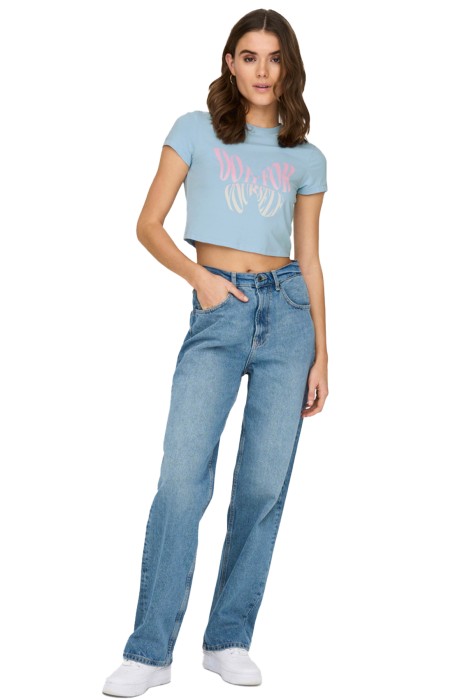 Onlsonya S/S Do It Kadın T-Shirt - 15290558 Açık Mavi