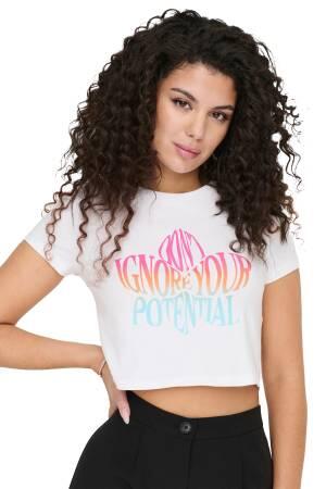 Onlsonya S/S Do It Kadın T-Shirt - 15290558 Beyaz - Thumbnail