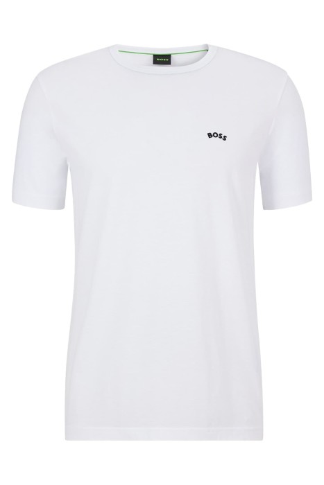 Organik Pamuklu, Bisiklet Yaka, Kavisli Logolu T-Shirt - 50469045 Beyaz
