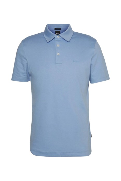 Boss - Organik Pamuklu, Dar Kesim, Logo Baskılı Polo T-Shirt - 50471335 Açık Mavi