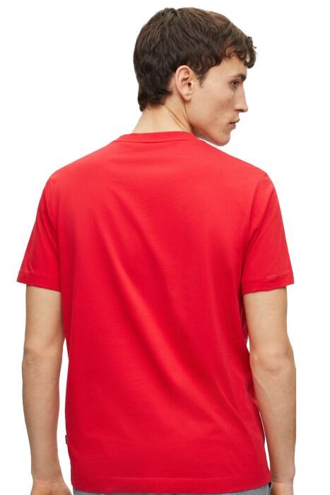 Pamuklu Jarseden Logolu Erkek T-Shirt - 50468347 Kırmızı