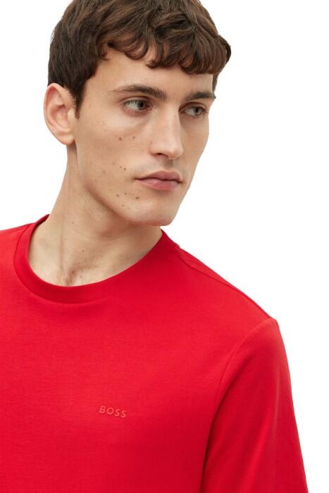 Pamuklu Jarseden Logolu Erkek T-Shirt - 50468347 Kırmızı