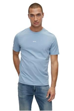 Pamuklu, Logo Baskılı Erkek T-Shirt - 50473278 Açık Mavi - Thumbnail