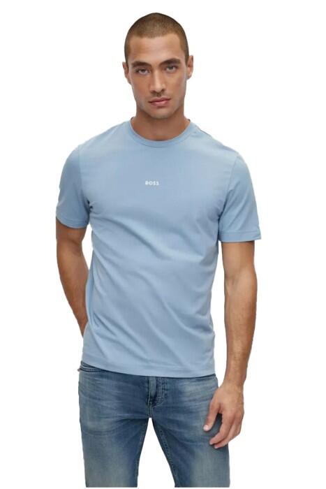 Boss - Pamuklu, Logo Baskılı Erkek T-Shirt - 50473278 Açık Mavi