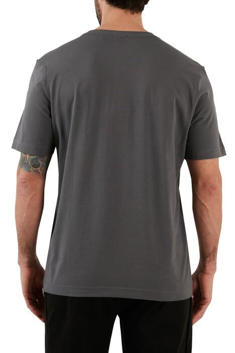 Pamuklu, Logo Baskılı Erkek T-Shirt - 50473278 Koyu Gri