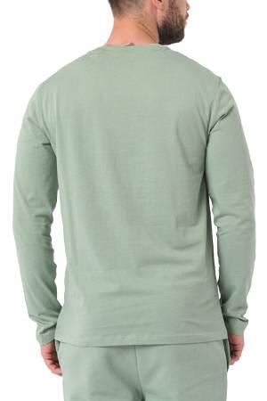 Pamuklu, Logo Baskılı Erkek Uzun Kollu T-Shirt - 50466159 Haki - Thumbnail