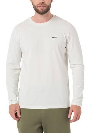Pamuklu, Logo Baskılı Erkek Uzun Kollu T-Shirt - 50466159 Ekru - Thumbnail