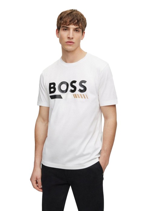 Parlak Desenli Merselize Pamuklu Erkek T-Shirt - 50495696 Beyaz
