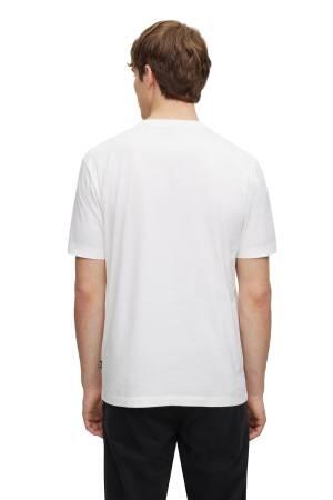 Parlak Desenli Merselize Pamuklu Erkek T-Shirt - 50495696 Beyaz - Thumbnail