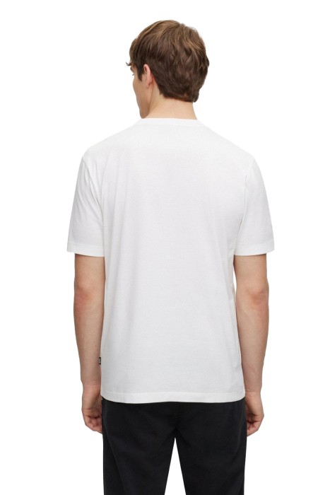 Parlak Desenli Merselize Pamuklu Erkek T-Shirt - 50495696 Beyaz