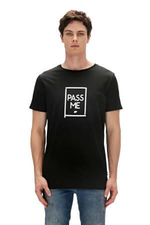 Pass Me Erkek T-Shirt - 23.01.07.022 Siyah - Thumbnail