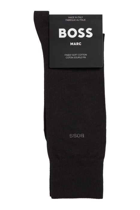 Boss - Penye Streç Pamuklu Normal Uzunlukta Logolu Çoraplar - 50469843 Siyah