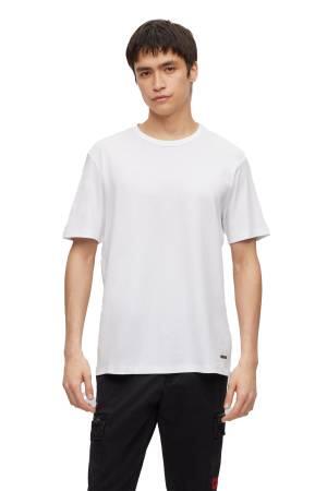 Pima Pamuklu, Kontrast Logolu Erkek T-Shirt - 50480434 Beyaz - Thumbnail