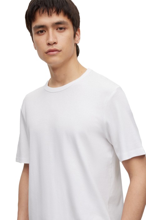 Pima Pamuklu, Kontrast Logolu Erkek T-Shirt - 50480434 Beyaz