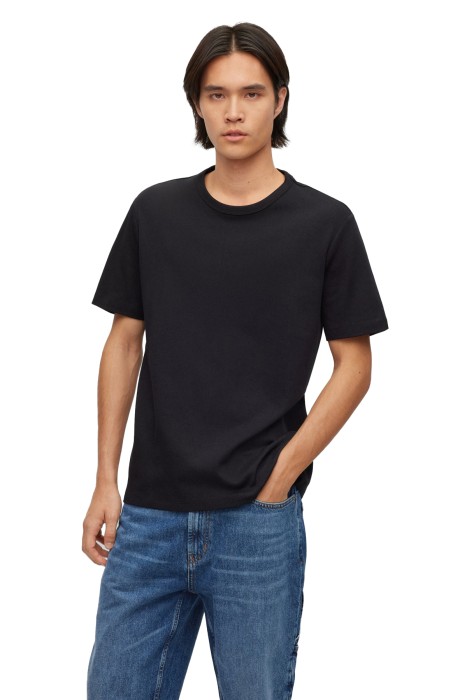 Hugo - Pima Pamuklu, Kontrast Logolu Erkek T-Shirt - 50480434 Siyah