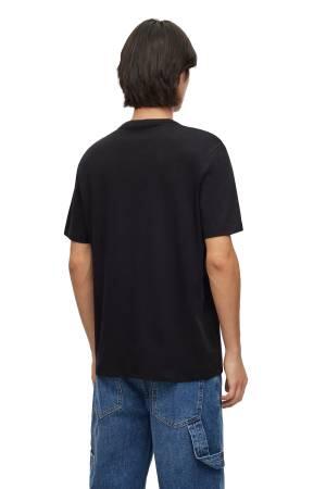 Pima Pamuklu, Kontrast Logolu Erkek T-Shirt - 50480434 Siyah - Thumbnail