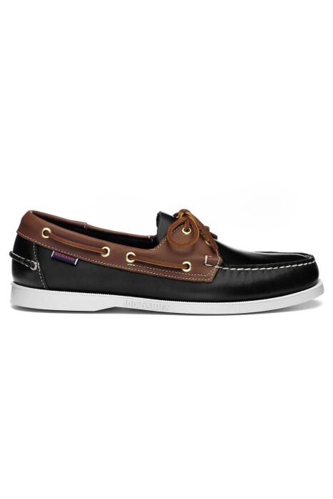 Sebago - Portland Lea Wax Lea Erkek Deri Ayakkabı - 7111M7W Kahverengi,Siyah