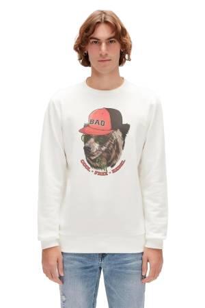 Rebel Crewneck Erkek SweatShirt - 23.02.12.019 Ekru - Thumbnail