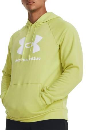 Rival Fleece Logo Erkek Sweatshirt - 1379758 Neon Sarı/Beyaz - Under Armour