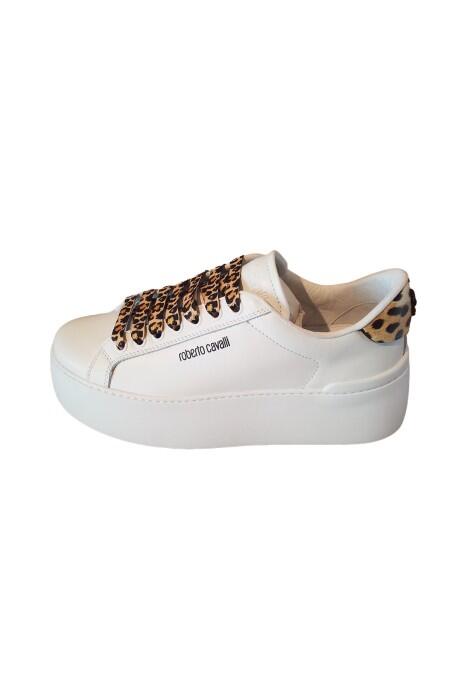 Roberto Cavalli - Roberto Cavalli Kadın Ayakkabı - 22410 C Beyaz/Leopar