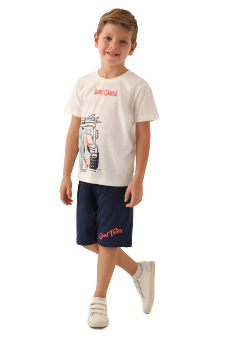 RolyPoly Erkek Çocuk Bermuda Takım - RP3347-2 Krem - 1