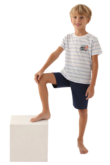 RolyPoly Erkek Çocuk Bermuda Takım - RP3371-G Krem/Mavi - 2