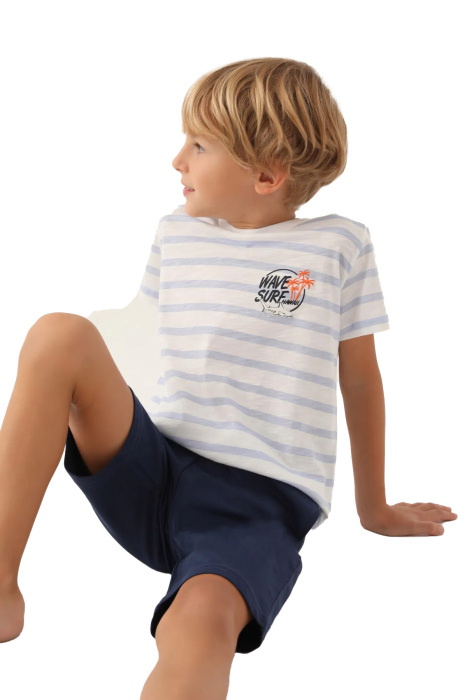 RolyPoly Erkek Çocuk Bermuda Takım - RP3371-G Krem/Mavi - 3