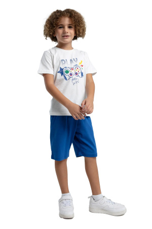 RolyPoly Erkek Çocuk Bermuda Takım - RP3539-2 Beyaz/Mint Yeşili - RolyPoly