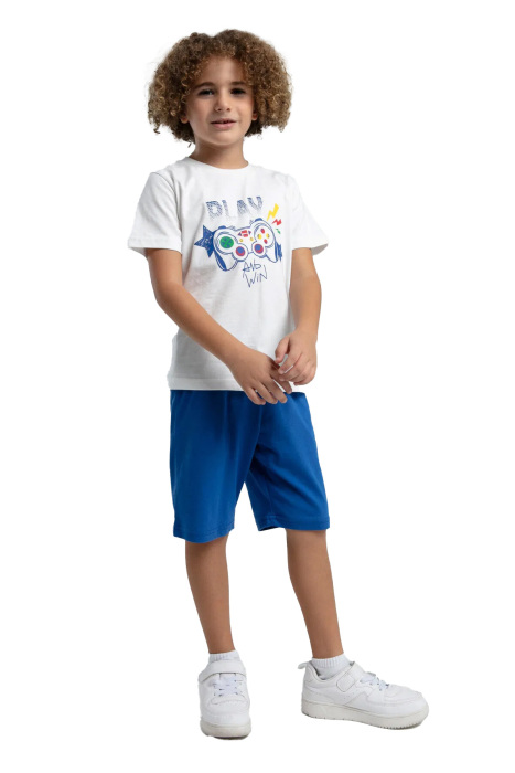 RolyPoly Erkek Çocuk Bermuda Takım - RP3539-2 Beyaz/Mint Yeşili - 1