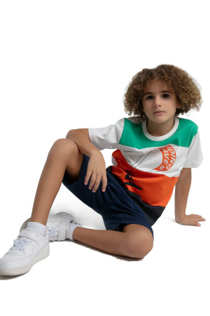 RolyPoly Erkek Çocuk Bermuda Takım - RP3548-2 Beyaz /Turuncu - RolyPoly