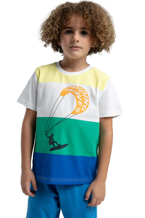 RolyPoly Erkek Çocuk Bermuda Takım - RP3548-2 Beyaz /Saks Mavisi - 2