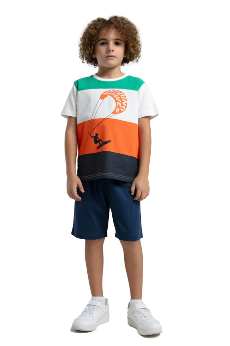 RolyPoly Erkek Çocuk Bermuda Takım - RP3548-2 Beyaz /Turuncu - 2