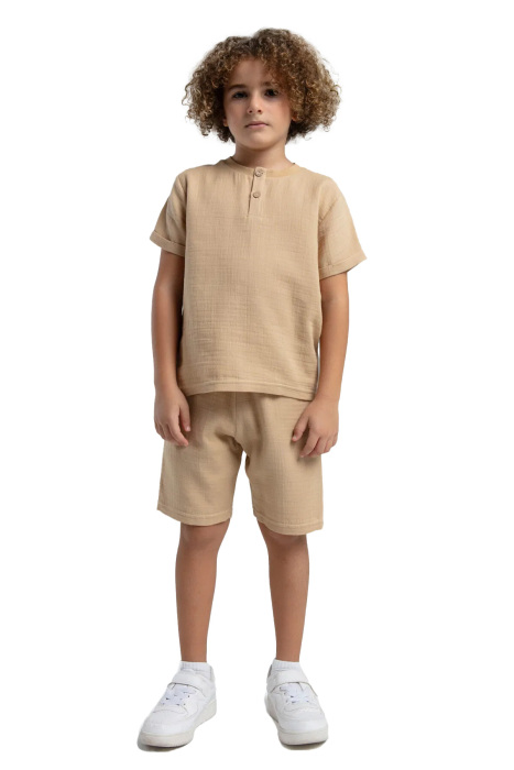 RolyPoly Erkek Çocuk Bermuda Takım - RP3569-2 Bej - 1