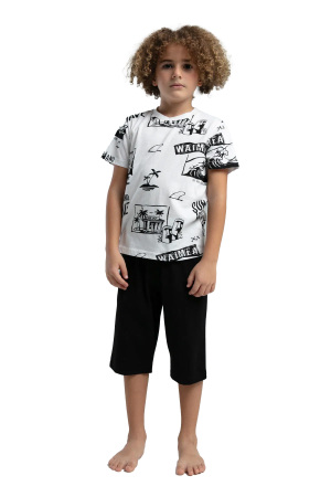 RolyPoly Erkek Çocuk Kapri Takım - RP3560-2 Beyaz/Mint Yeşili - RolyPoly