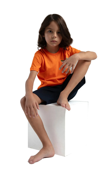 RolyPoly Erkek Çocuk Pijama Takımı - RP3577-2 Turuncu - 4
