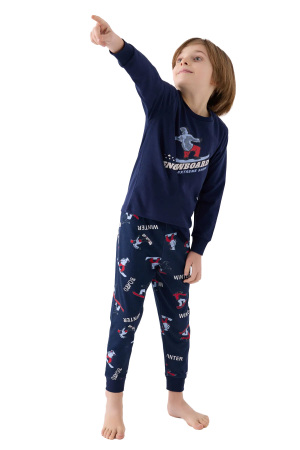 RolyPoly Erkek Çocuk Uzun Kollu Pijama Takımı - RP3435-2 Lacivert - 3