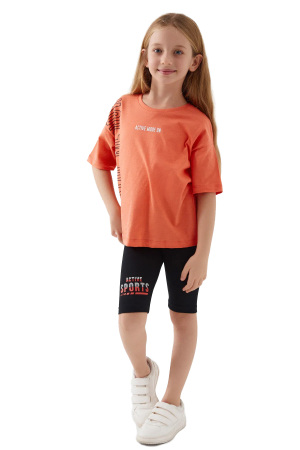 RolyPoly Kız Çocuk Bermuda Tayt Takım - RP3073-G Turuncu - RolyPoly