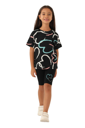 RolyPoly Kız Çocuk Bermuda Tayt Takım - RP3396-G Siyah - 1