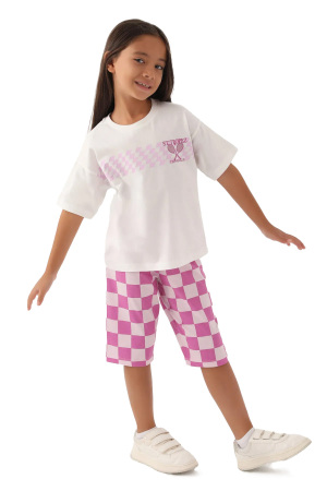 RolyPoly Kız Çocuk Kapri Takım - RP3381-2 Krem/Mor - RolyPoly