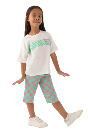 RolyPoly Kız Çocuk Kapri Takım - RP3381-2 Krem/Yeşil - RolyPoly