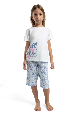 RolyPoly Kız Çocuk Kapri Takım - RP3612-2 Beyaz/Mint Yeşili - RolyPoly