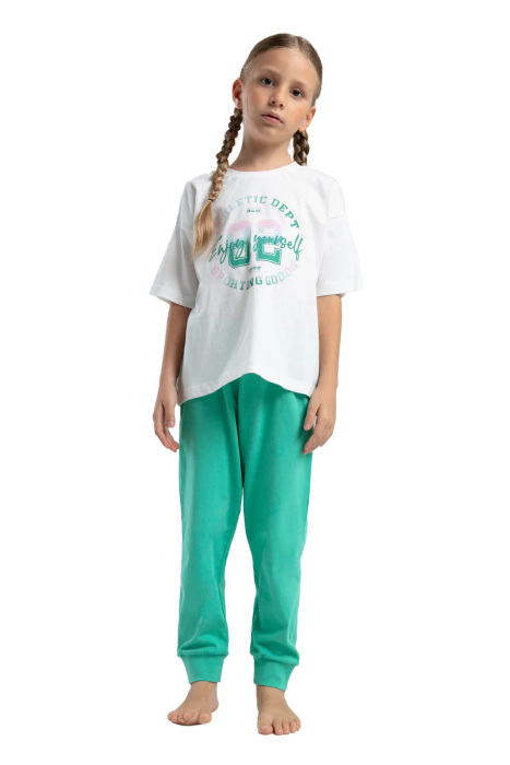 RolyPoly Kız Çocuk Pijama Takımı - RP3614-2 Beyaz/Mint Yeşili - 2