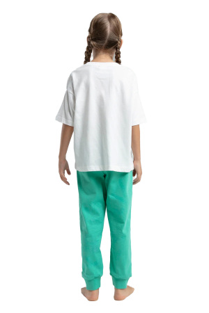 RolyPoly Kız Çocuk Pijama Takımı - RP3614-2 Beyaz/Mint Yeşili - 3
