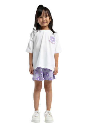 RolyPoly Kız Çocuk Şortlu Takım - RP3609-G Beyaz/Mint Yeşili - RolyPoly