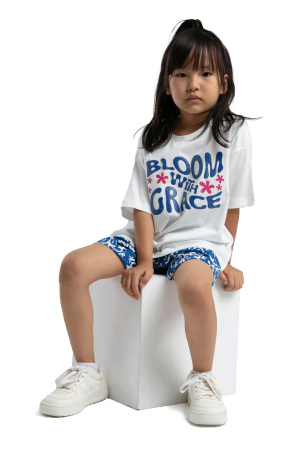 RolyPoly Kız Çocuk Şortlu Takım - RP3621-G Beyaz/Mint Yeşili - RolyPoly